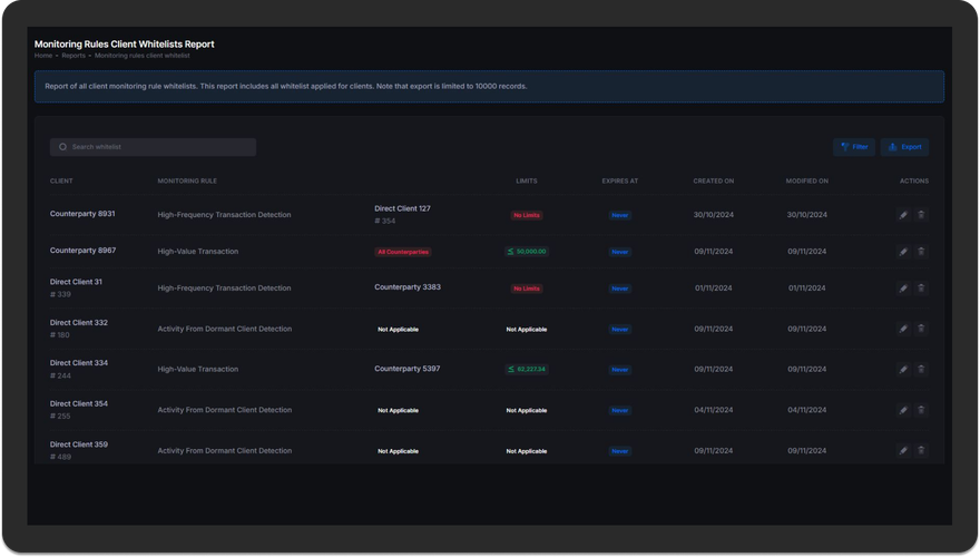 Client Whitelisting from Monitoring Rules